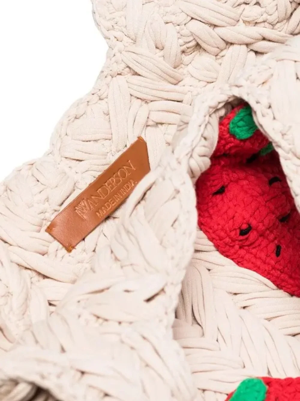 JW ANDERSON  Strawberry Knit Crochet Tote Bag Missing JW Charm